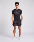 Men's Catini Astratto T-Shirt in Black & Astratto Shorts in Black Set — on model
