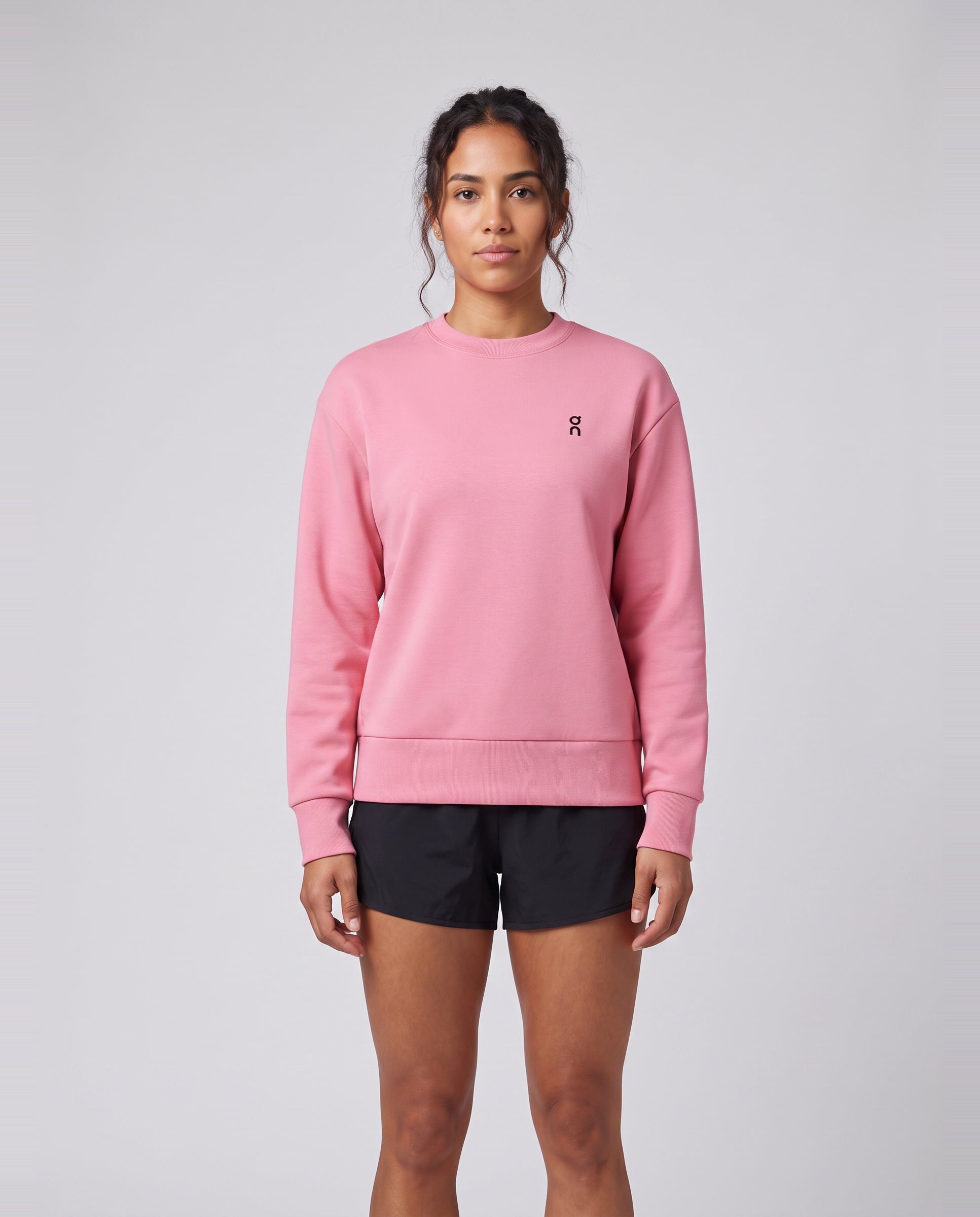 Women's On Running Focus Tech Crew 1 Magnolia — on model