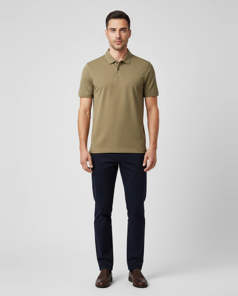 Men's BOSS Black P Paino 152 Open Brown Polo Shirt on model