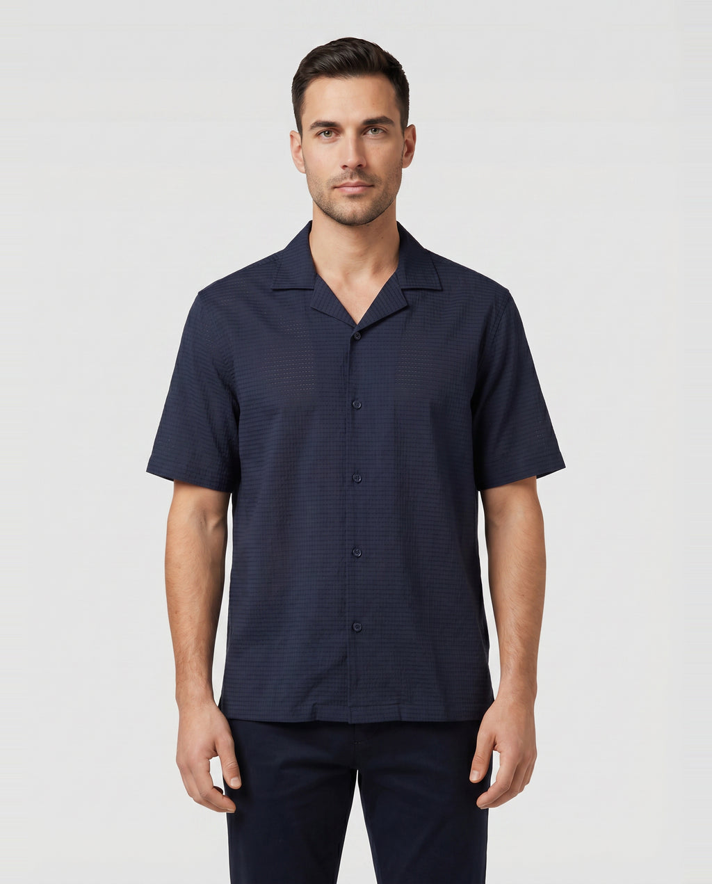 BOSS Black P-LARS-CAMP-262 Dark Blue Shirt - Model Shot