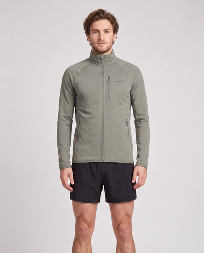 Mens Salomon SNTIAL LIGHTWARM FZ Castor Gray Jacket