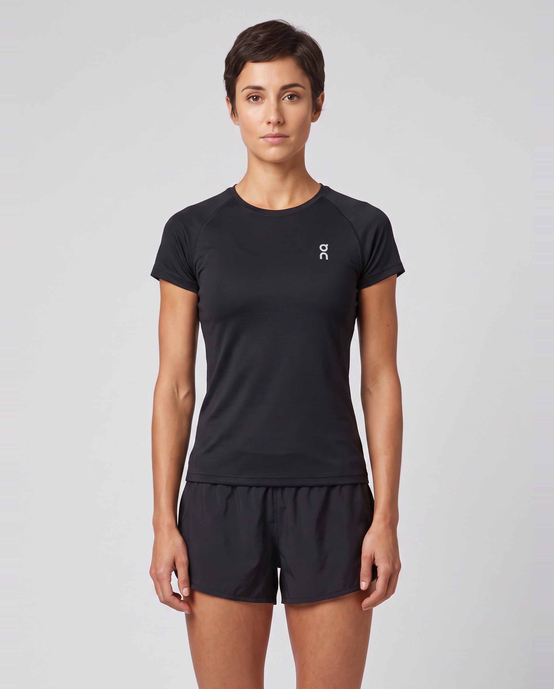 Women's On Running Core-T Black — on model