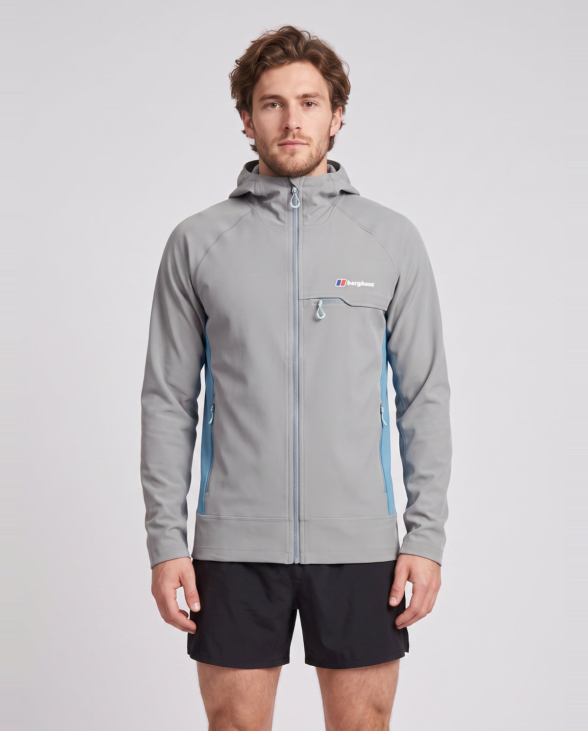Men's Berghaus Wavertree Hooded Jacket in Grey — on model