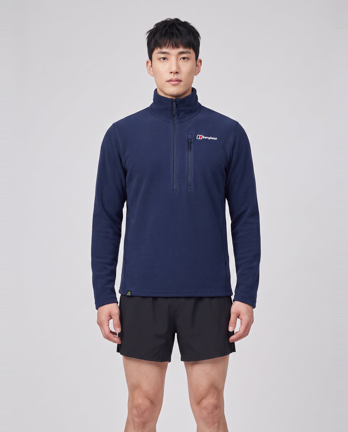 Men's Berghaus Dark Blue Prism Micro Fleece Half Zip — on model