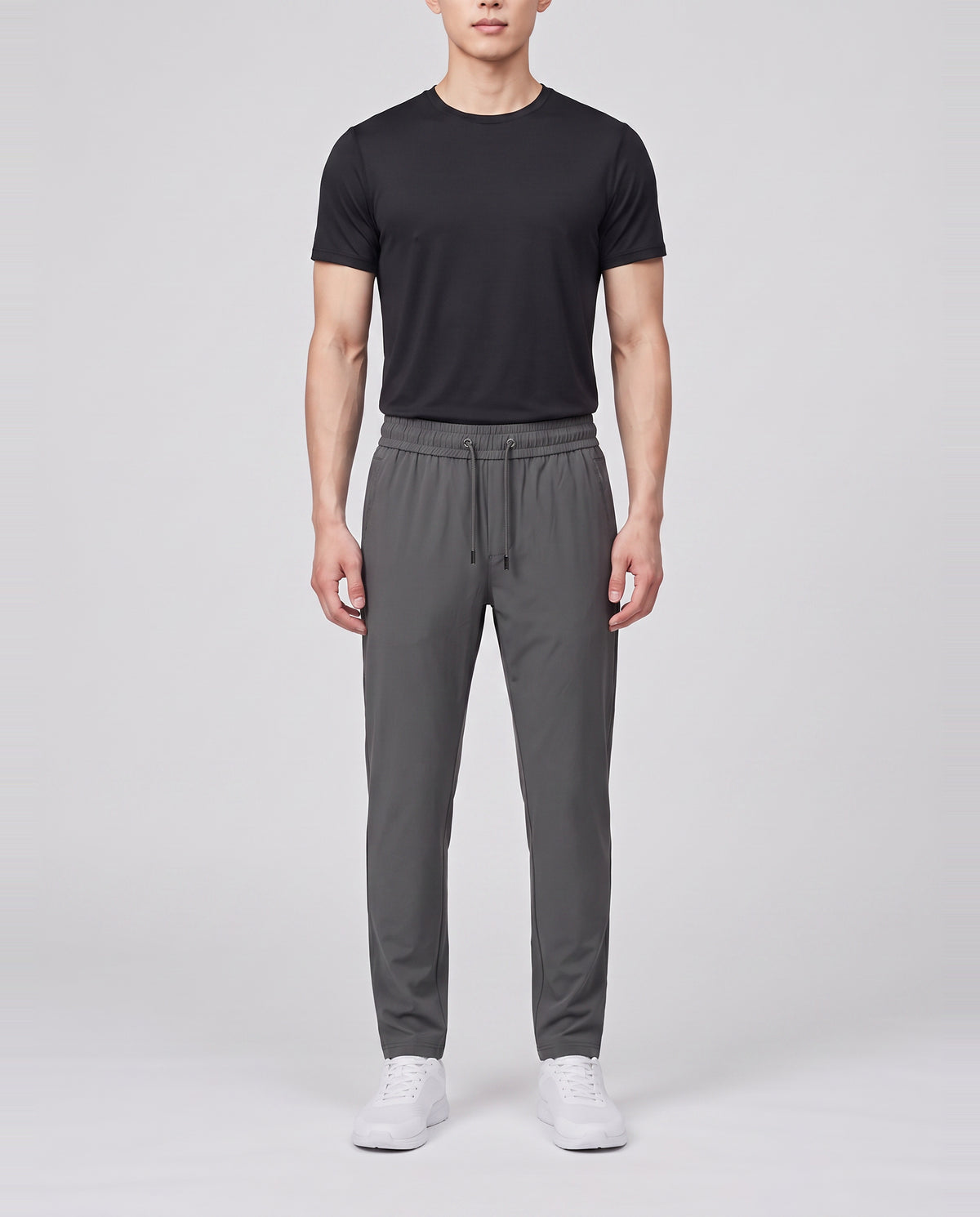 Men's Catini Intorno Tech Trousers in Dark Grey — on model