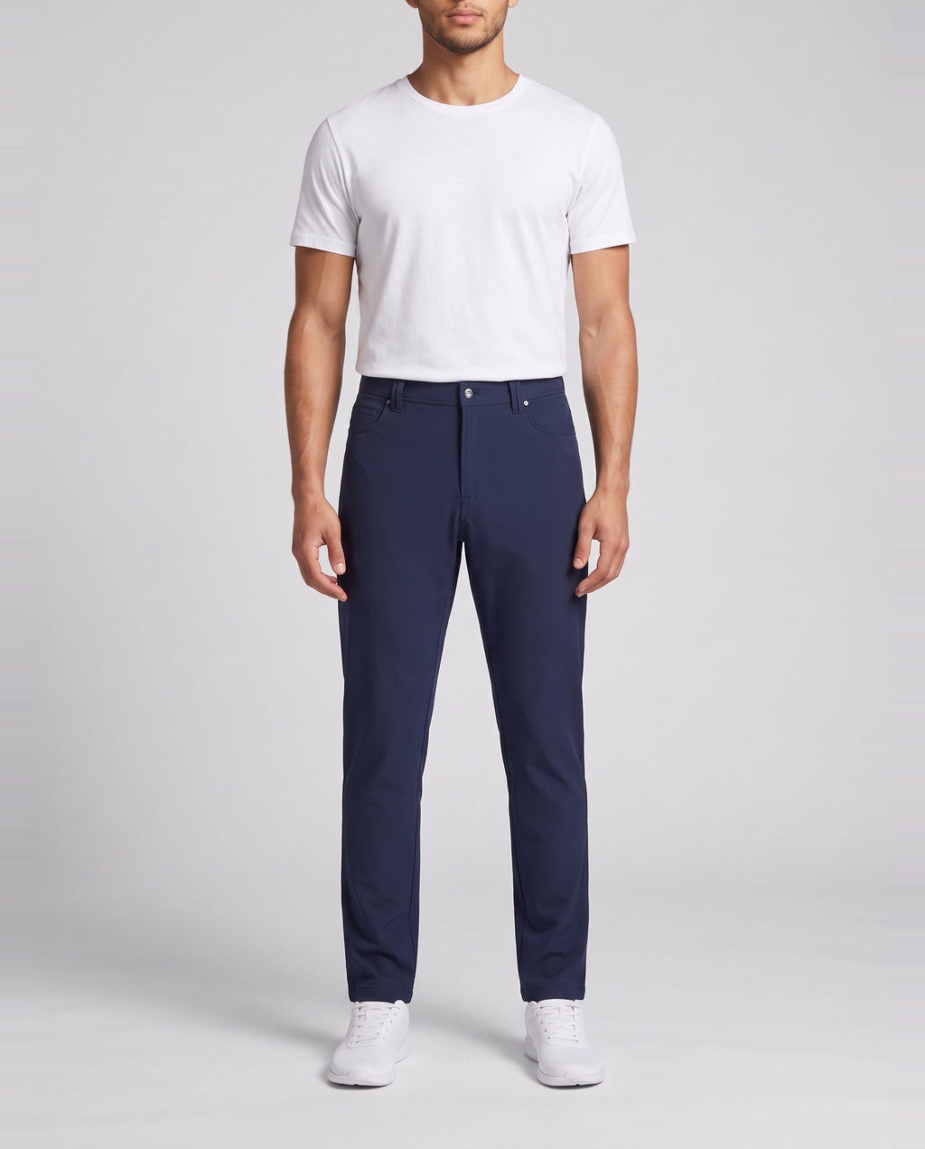 Men's Catini Leggero Lightweight Trousers in Midnight Blue — on model