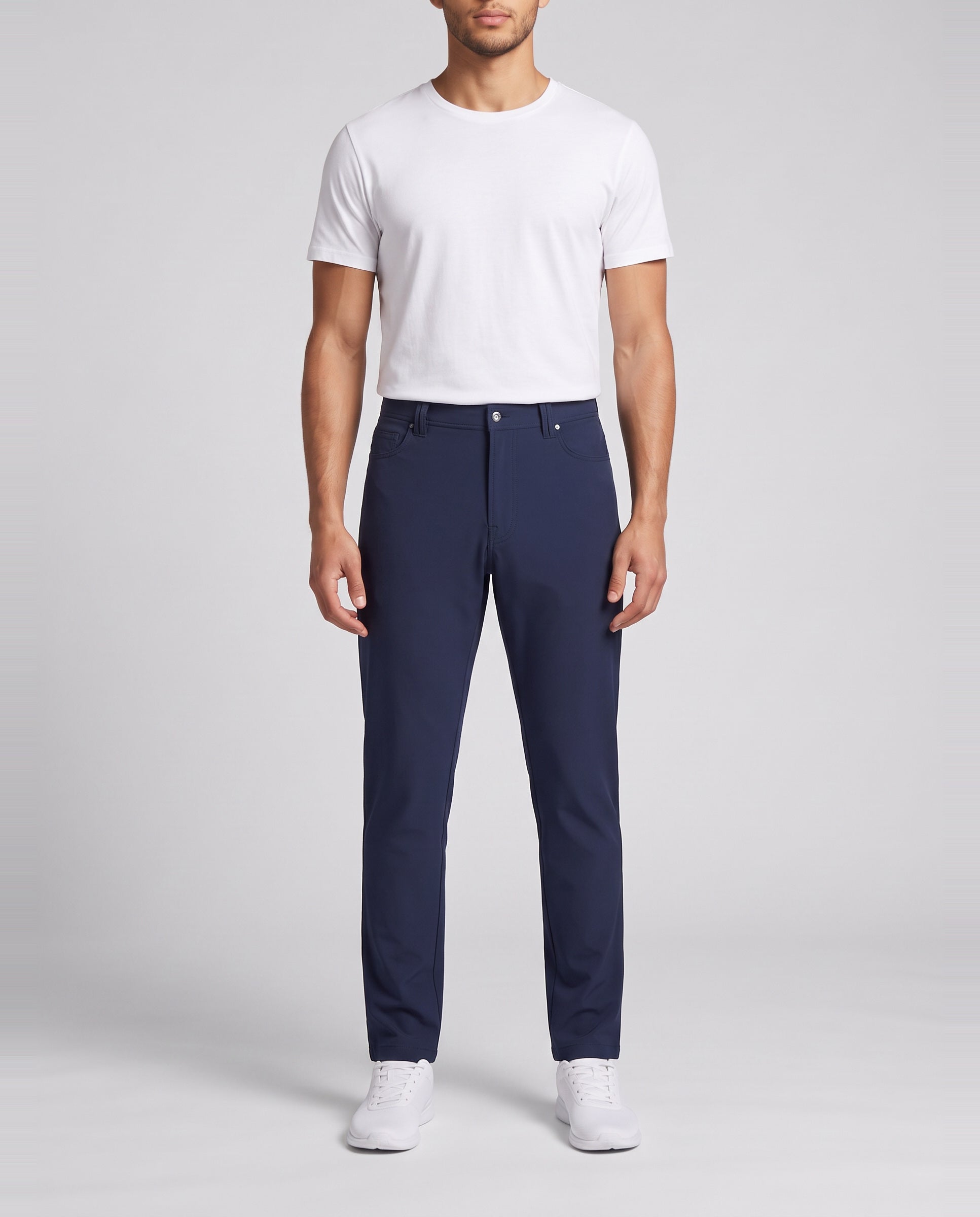 Men's Catini Leggero Lightweight Trousers in Midnight Blue — on model