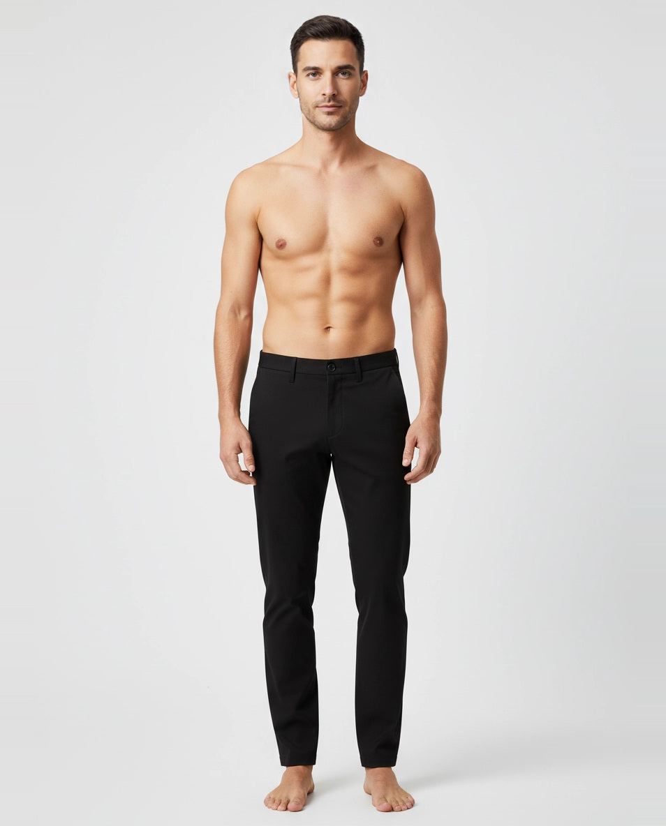 Mens BOSS Green T_Commuter Slim Black Trouser on model