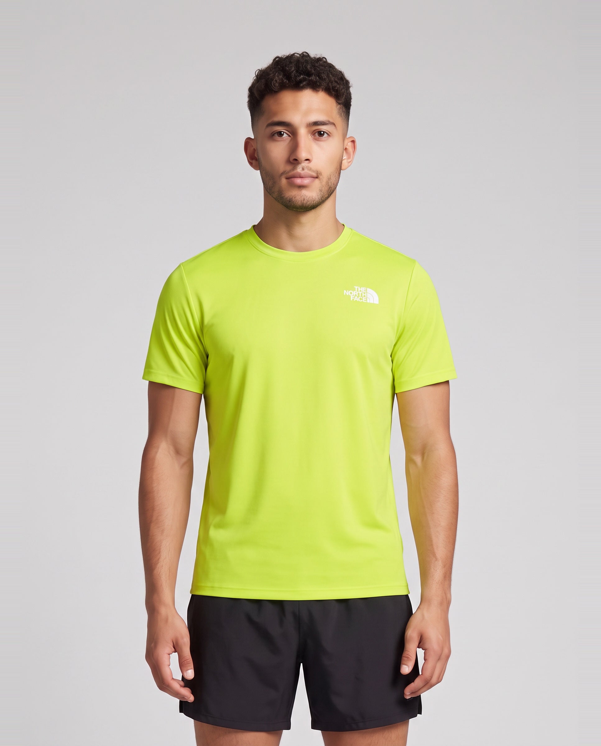 Mens The North Face 24/7 S/S Fizz Lime T Shirt — on model