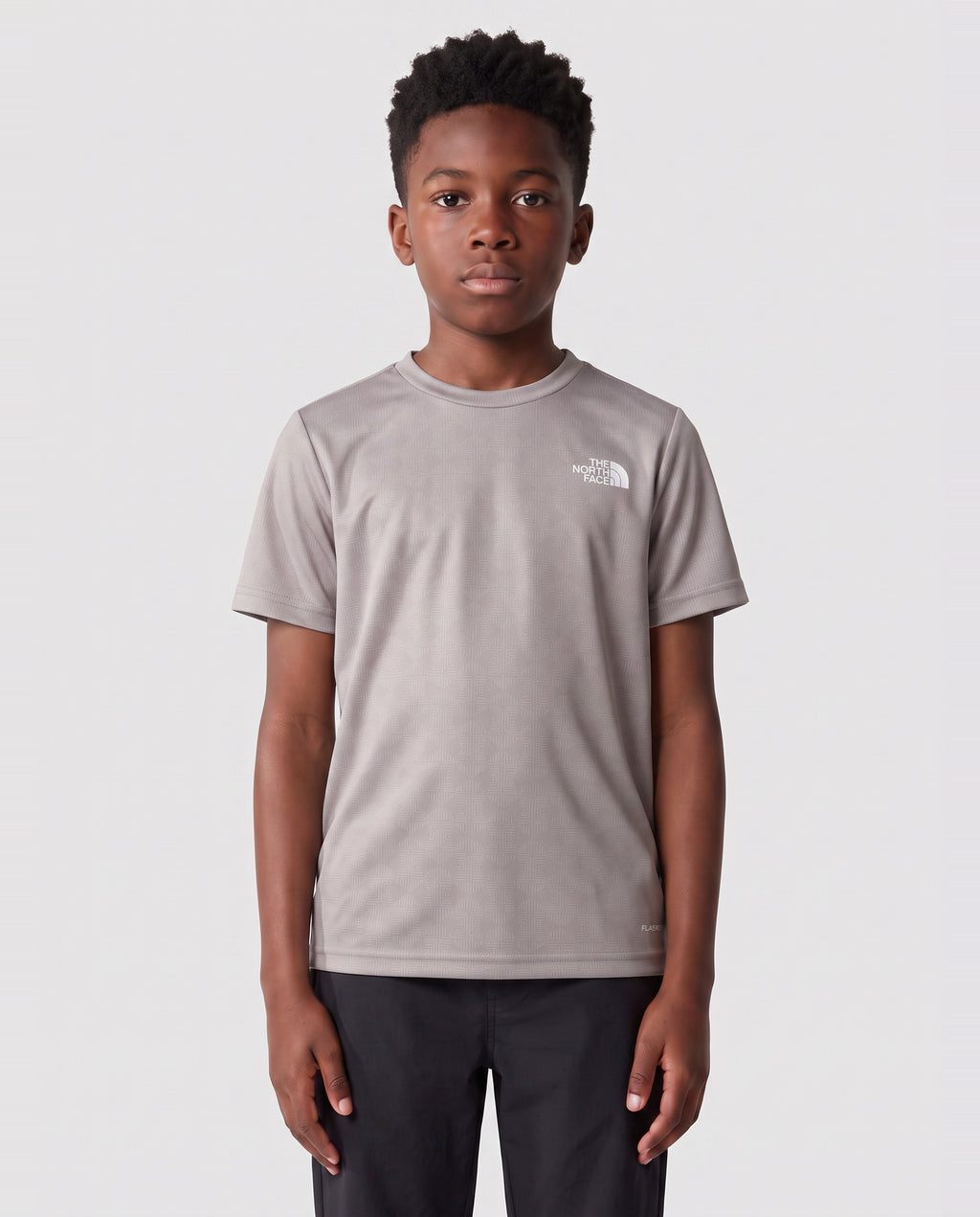 Kids The North Face Teen Pentadome Embossed Meld Grey  T Shirt — on model