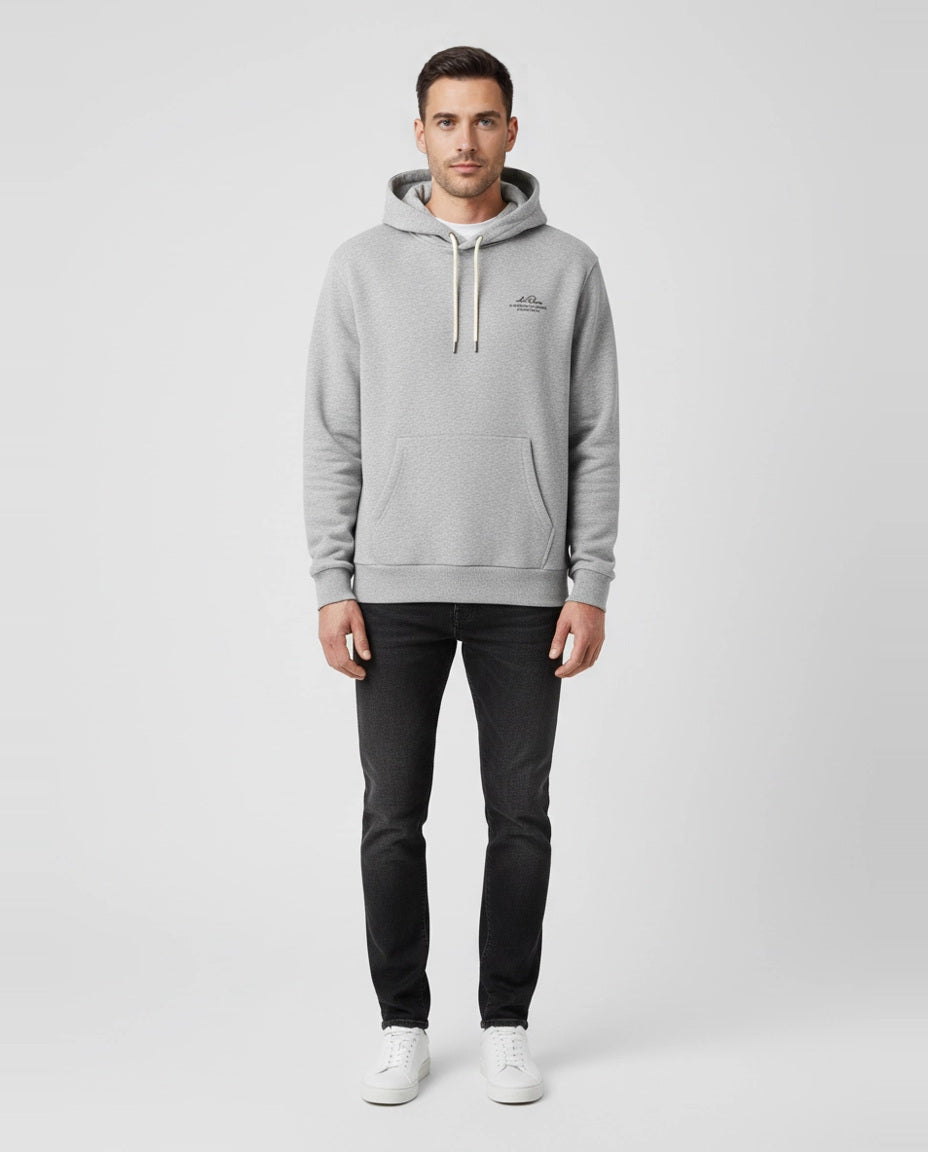 Mens Les Deux Grey Ben Globe Hoodie on model