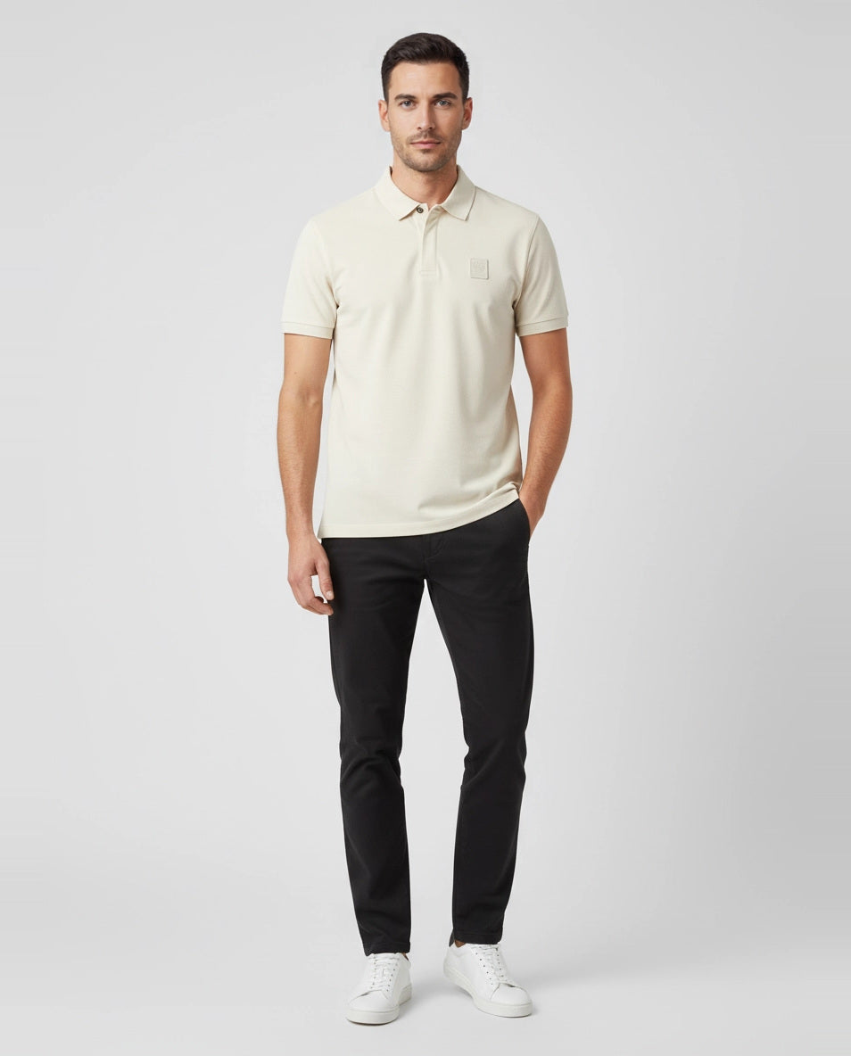 Mens Belstaff Curator  Silver Birch Polo Shirts on model