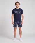 Men's Catini Astratto T-Shirt in White / Navy & Astratto Shorts in Navy Set — on model