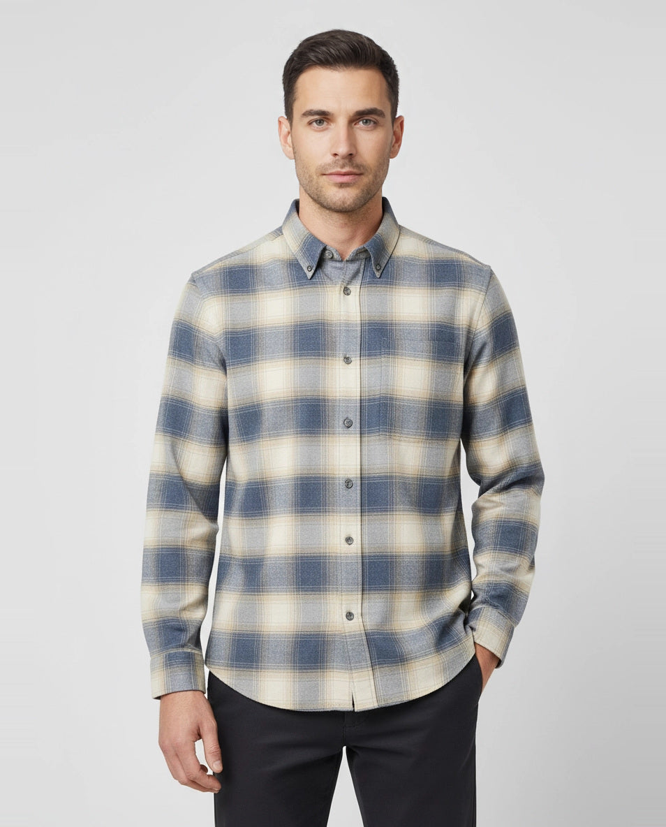 BOSS Black H-OWENL-K-P-261 Open Blue Shirt on model