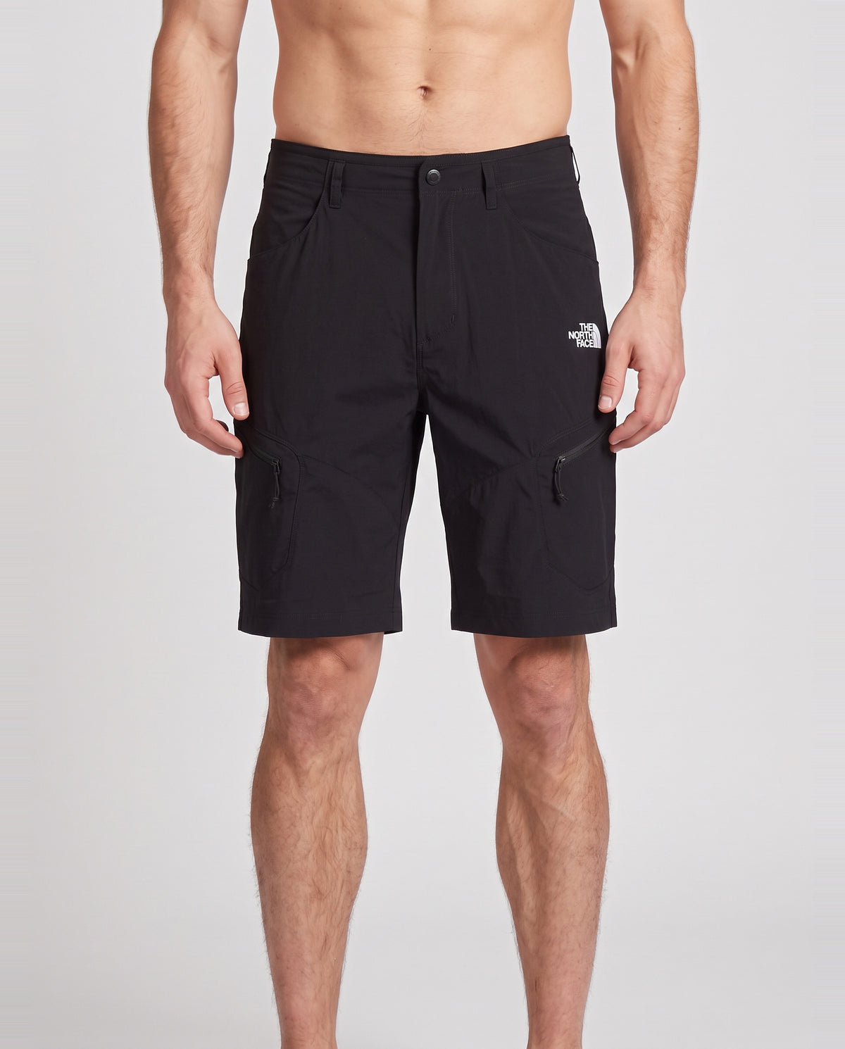Men's The North Face Black Exploration Shorts — on model