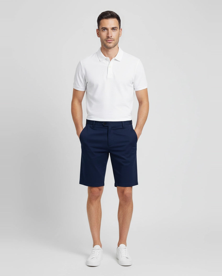 Men's Sandbanks Navy Chino Shorts on model