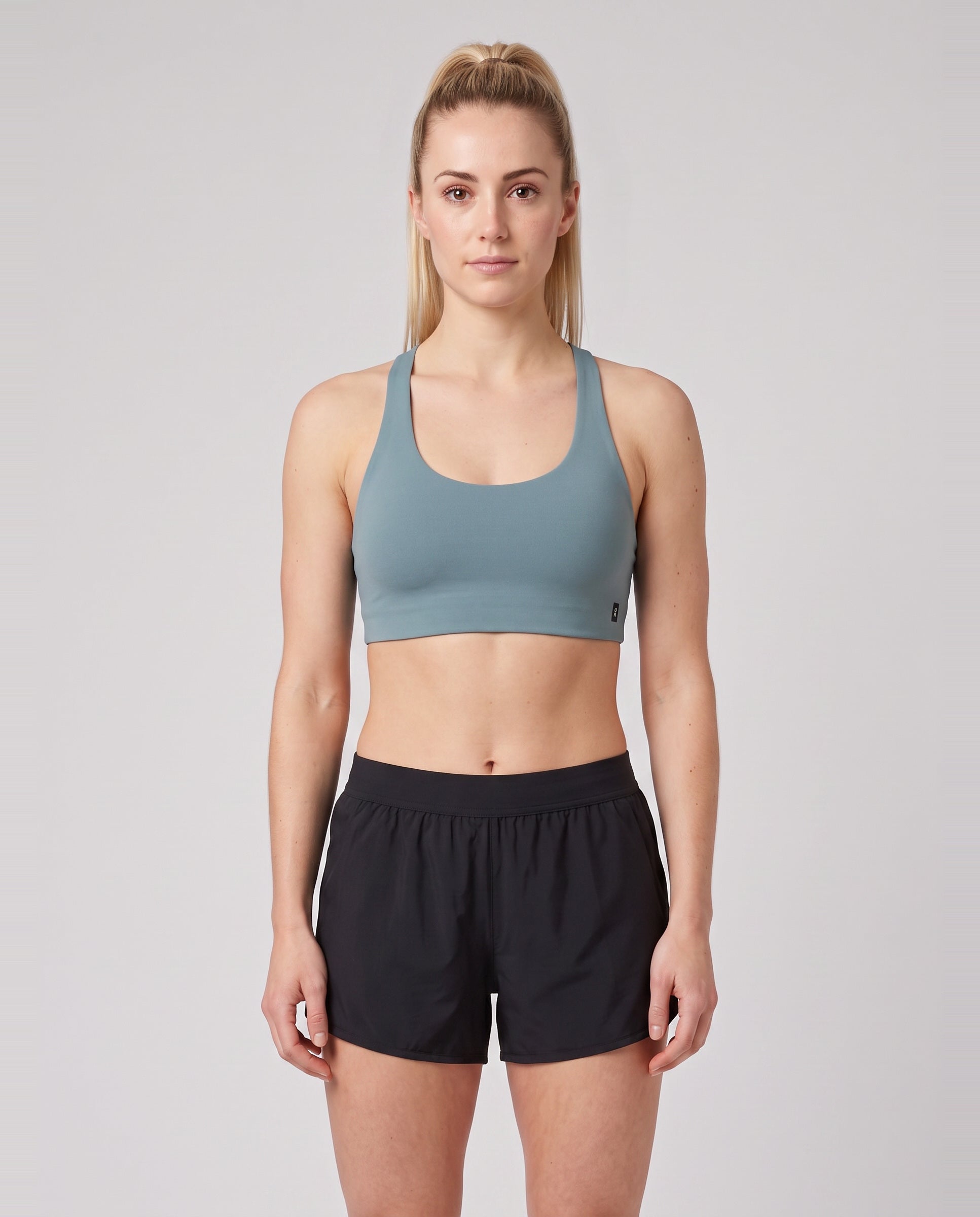 Women's On Running Studio Racerback Bra 1 Agave — on model