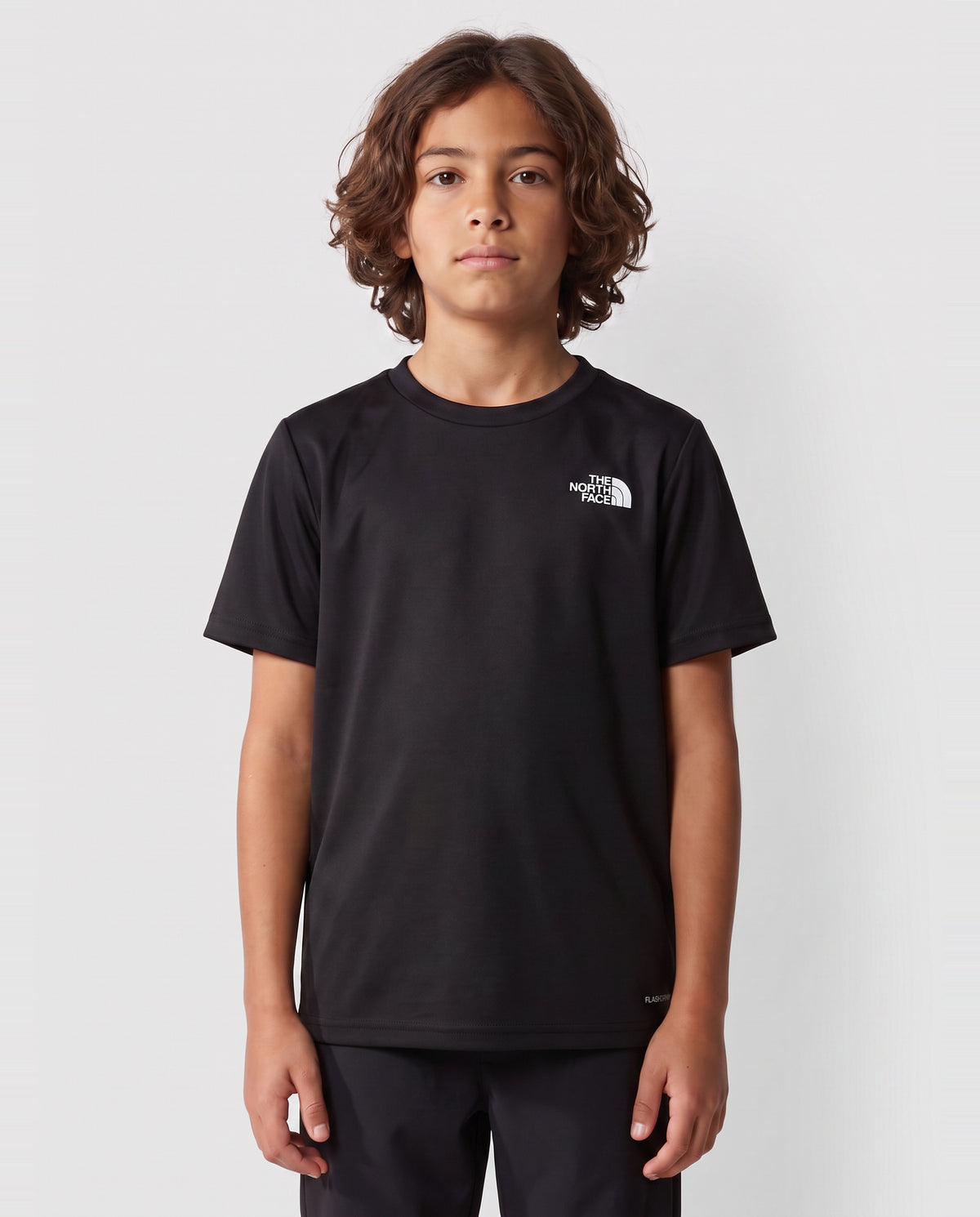 Boy's The North Face Black 24/7 T Shirt — on model