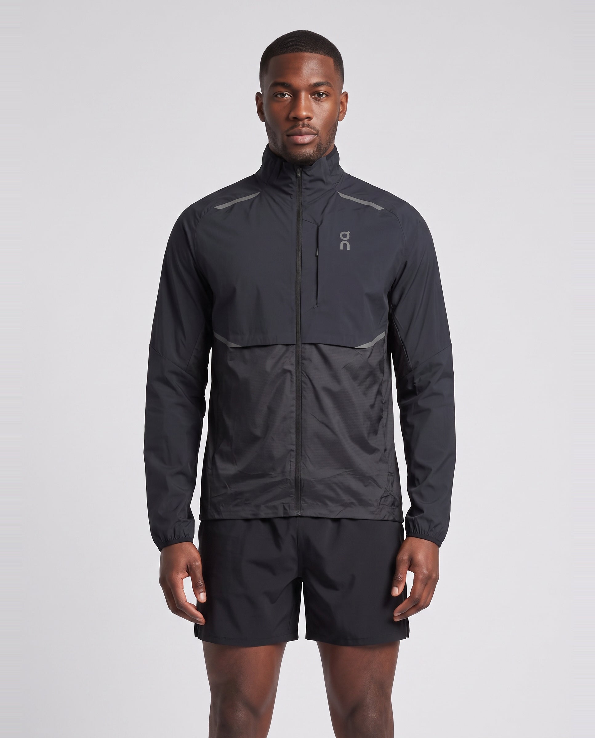 Men's On Running Black Weather Jacket — on model