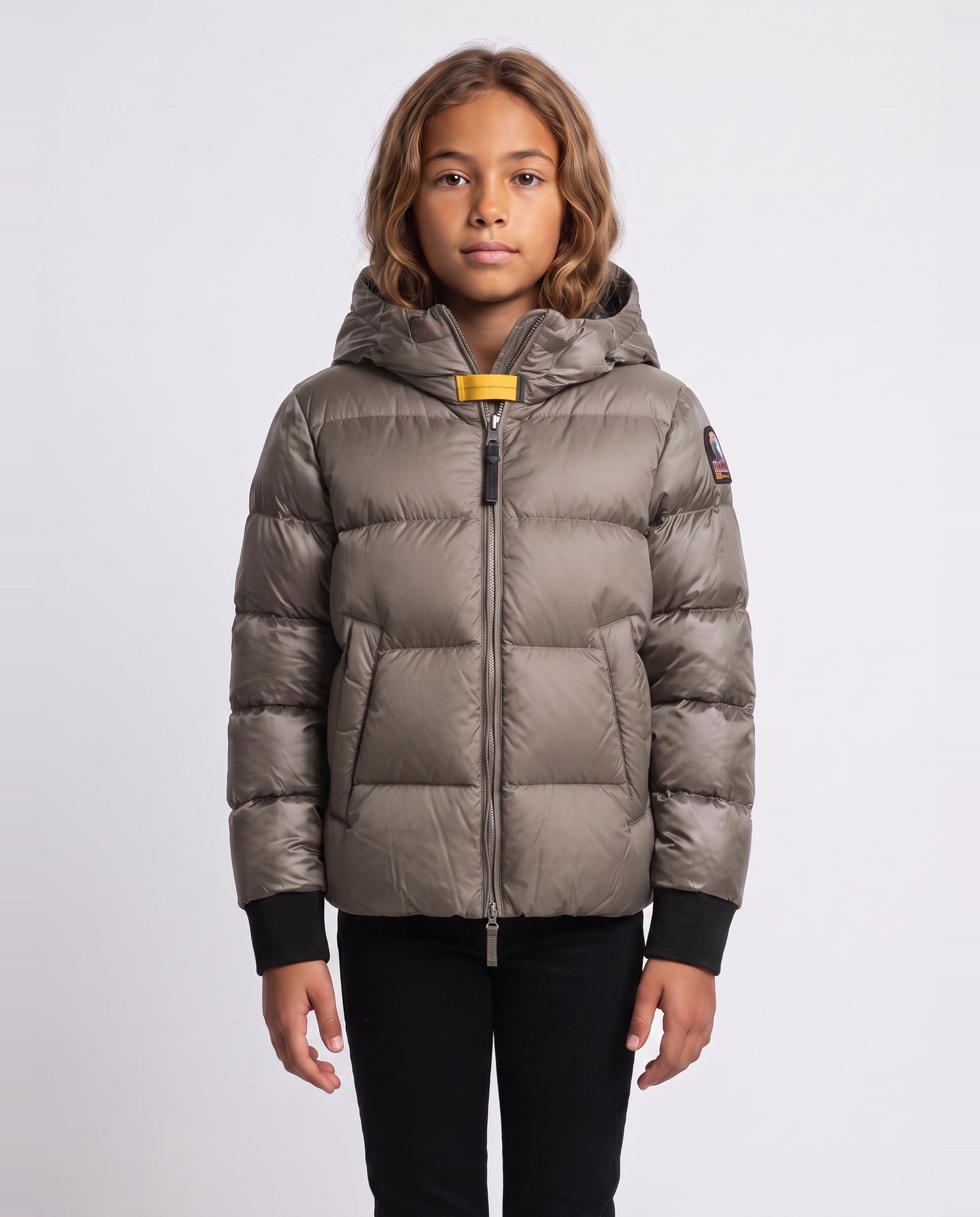 Girls Parajumpers Tilly Jacket in Slate Mud — on model