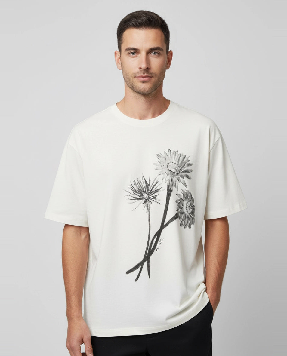 Men's Pal Zileri White Flower T Shirt on model