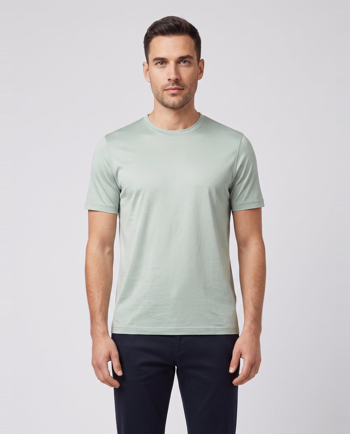 Men's Gran Sasso Green Mercerised T Shirt — on model