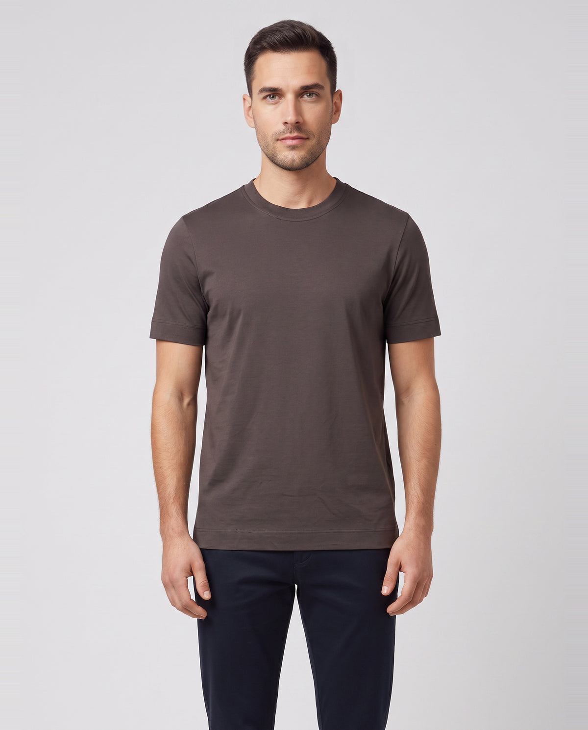 Men's Gran Sasso Brown Interlock T-Shirt — on model
