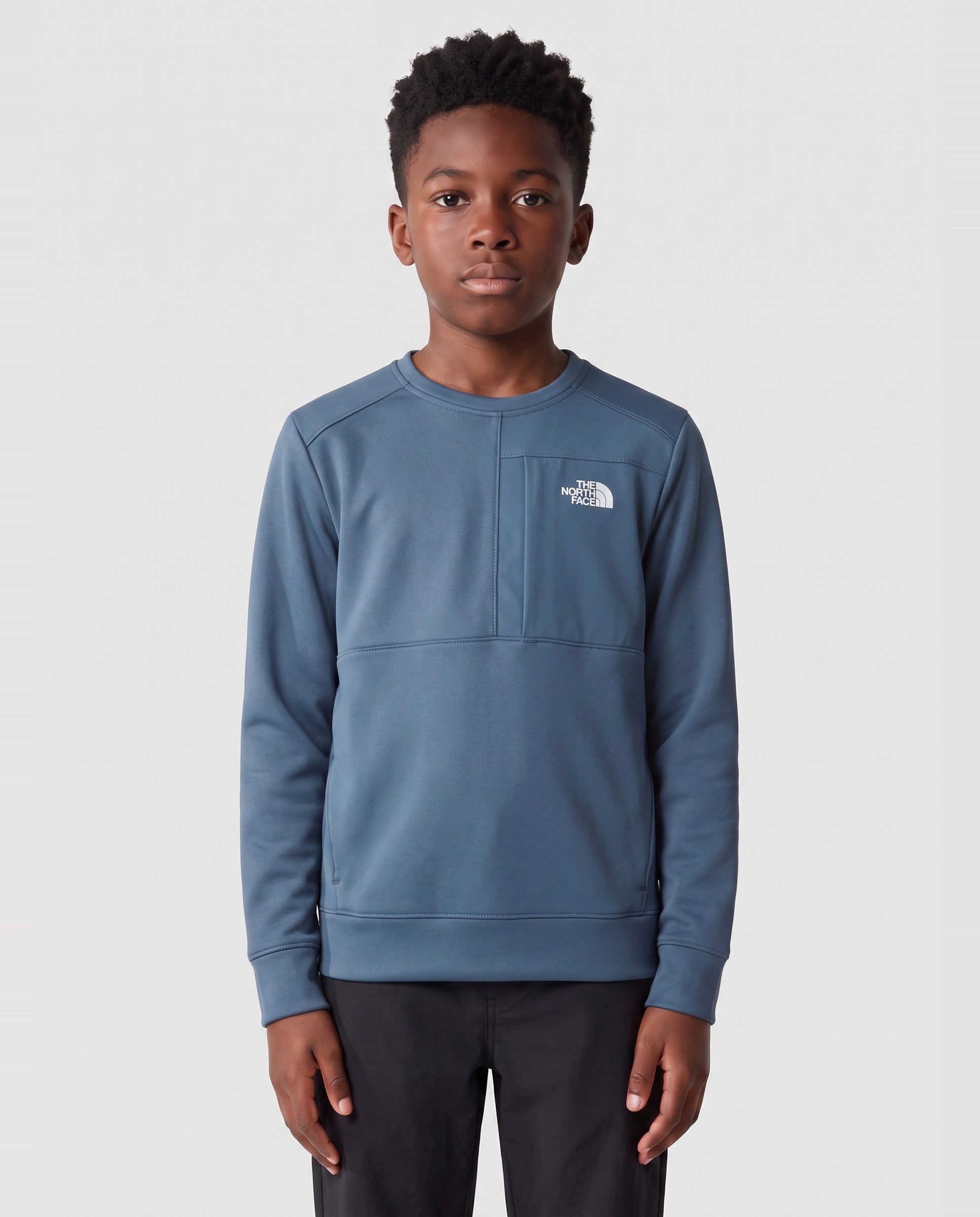Teen The North Face Performance Fleece Crew Granite — on model