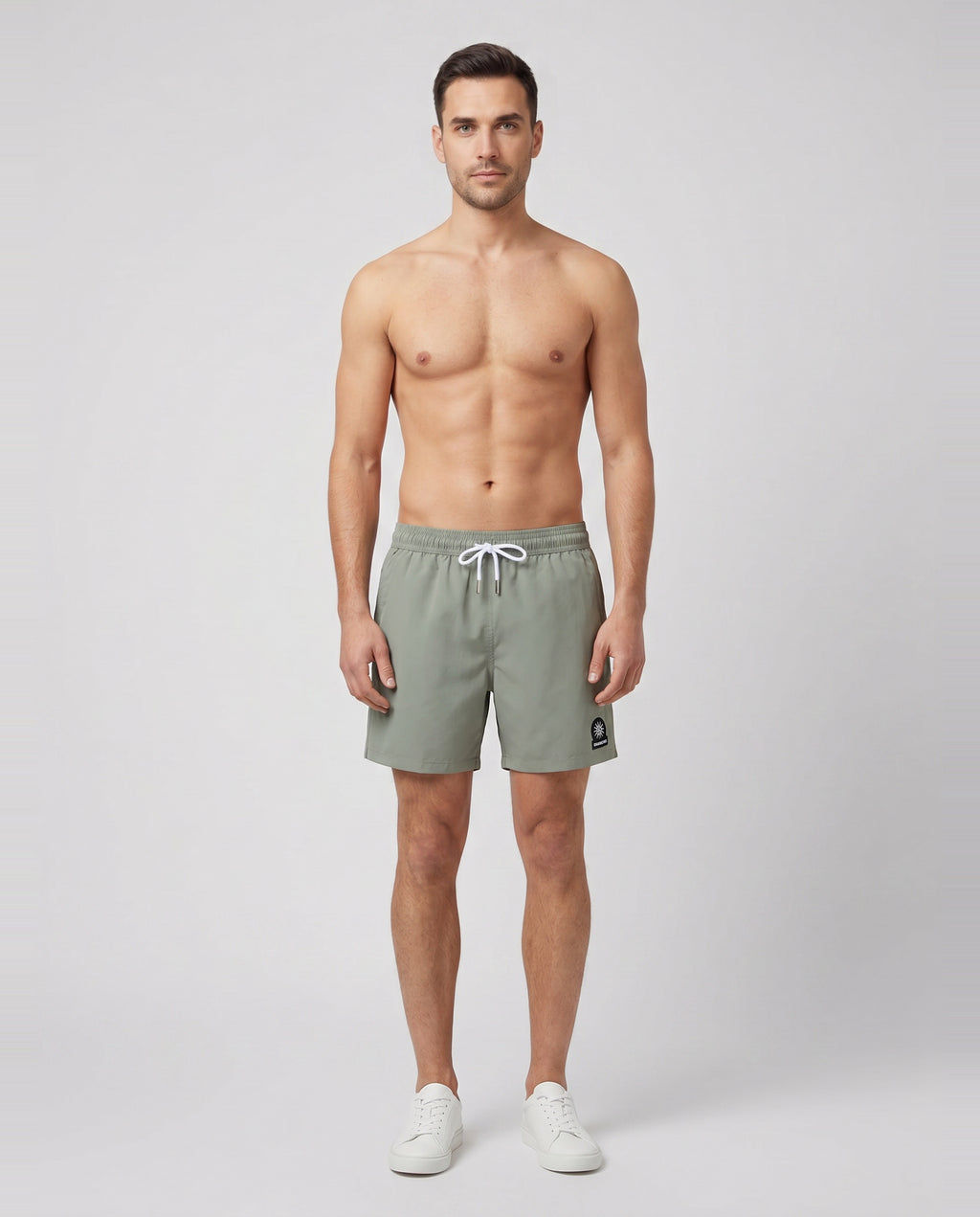 Men's Sandbanks Army Logo Recycled Swim Short — on model