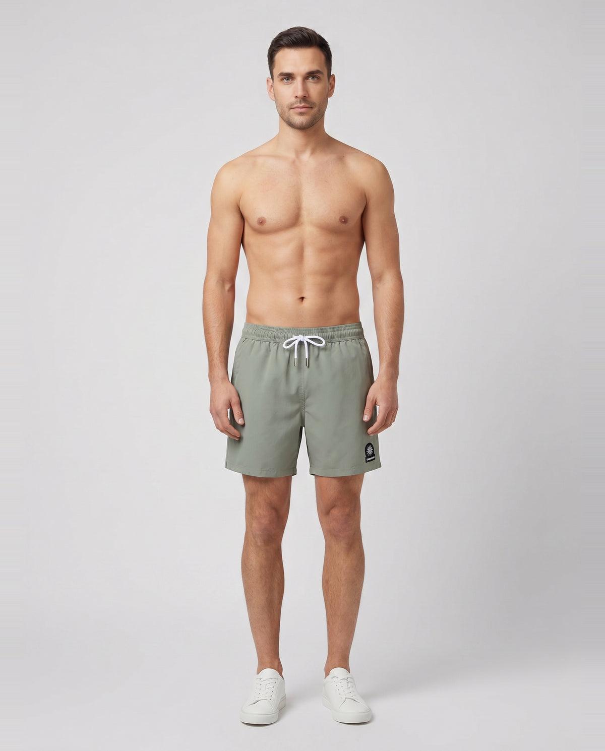 Men's Sandbanks Army Logo Recycled Swim Short — on model