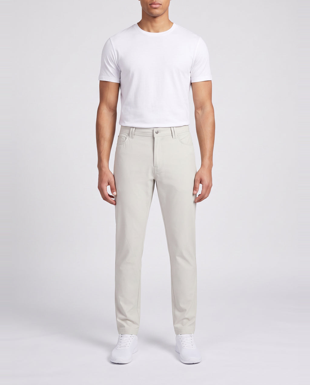 Men's Catini Leggero Lightweight Trousers in Stone — on model