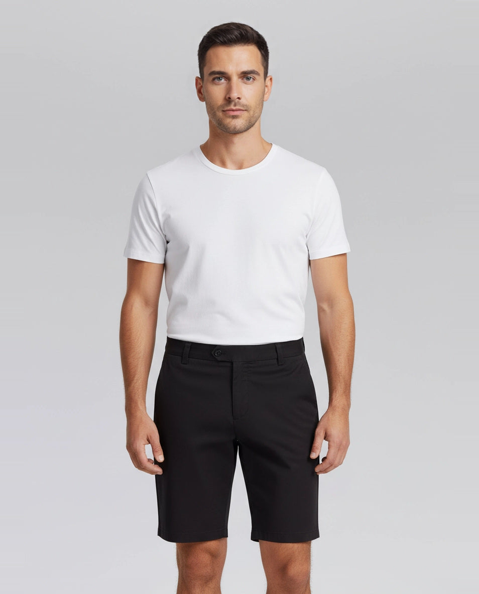 Men's Sandbanks Black Chino Shorts on model