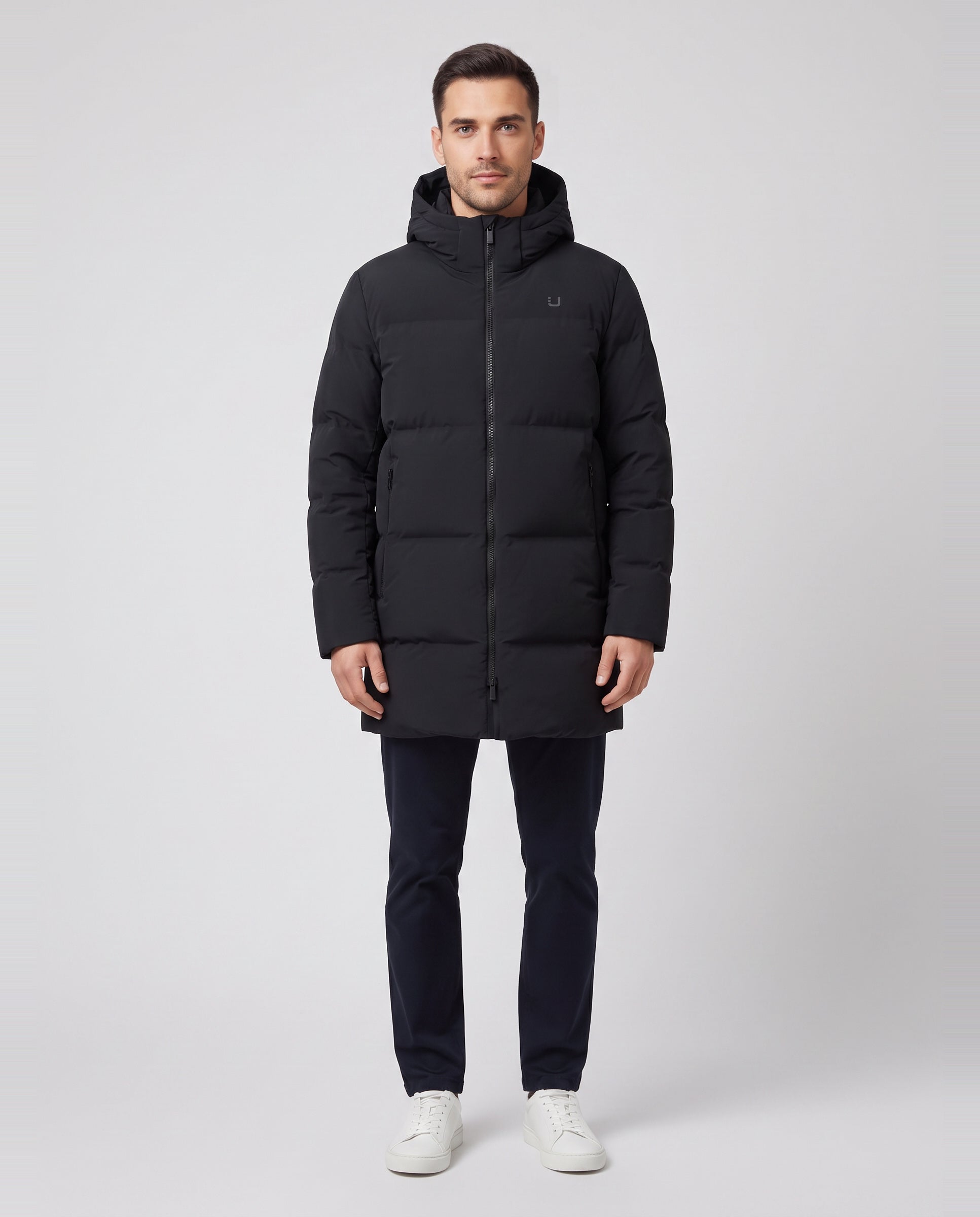 Men's UBR Titan Parka in Black — on model