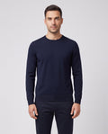 Men's Gran Sasso Navy Crew Neck Knitted Jumper — on model