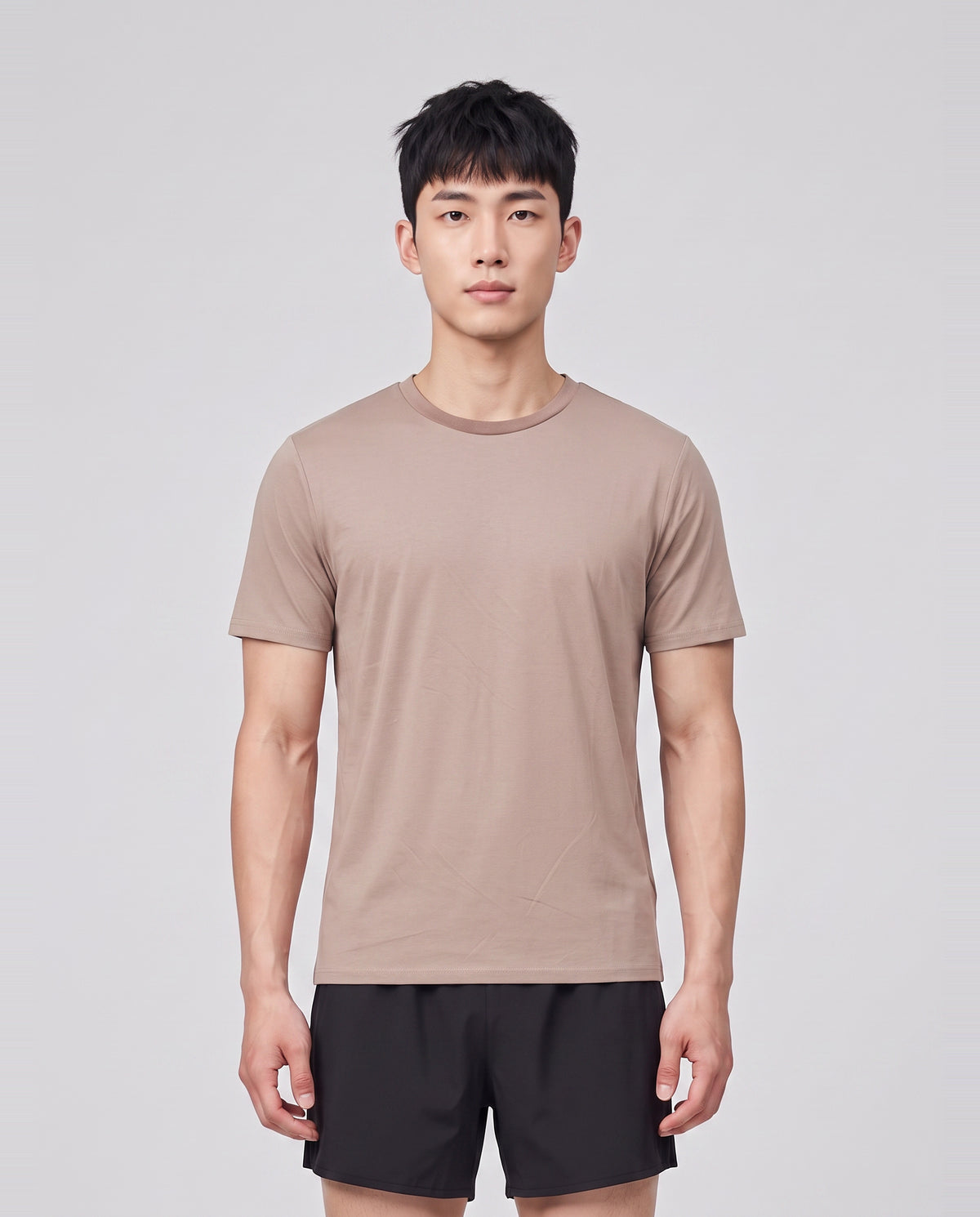 Men's Catini Firenze Plain T-Shirt in Mocha — on model