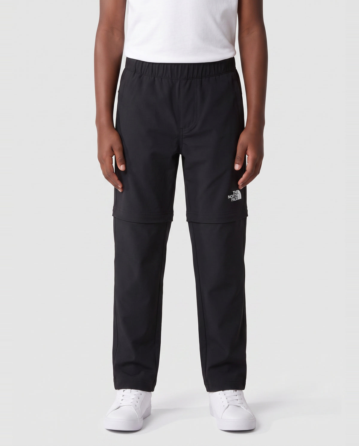 Boy’s The North Face Black Exploration Convertible Pant — on model