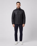 Men's Sandbanks Ripstop Micro Puffer Jacket in Black - on model