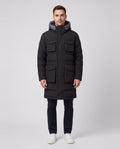 Men's Sandbanks Branksome Black Long Puffer Jacket - on model