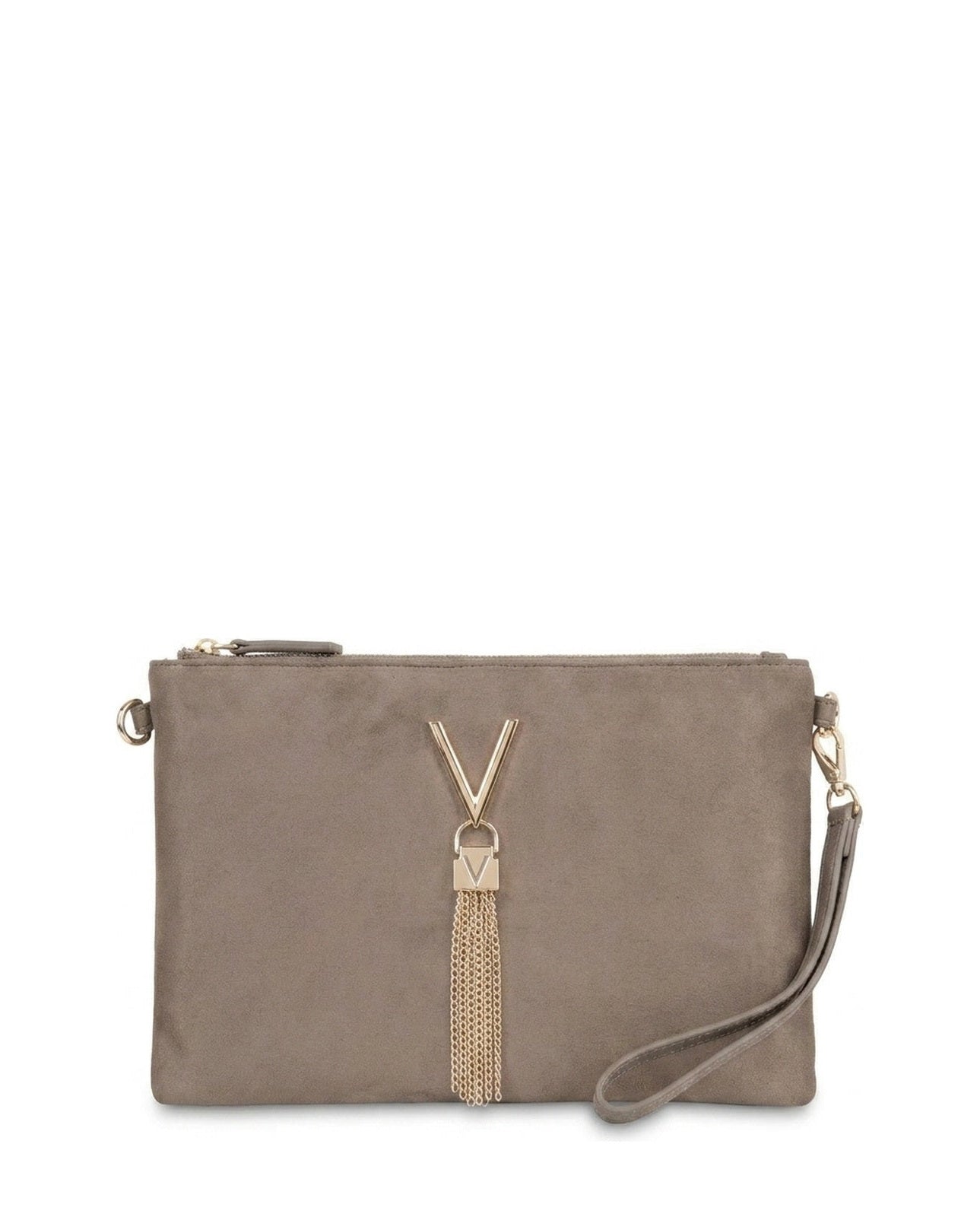 Women's Valentino Divina Winter Pochette Faux Suede Bag In Taupe