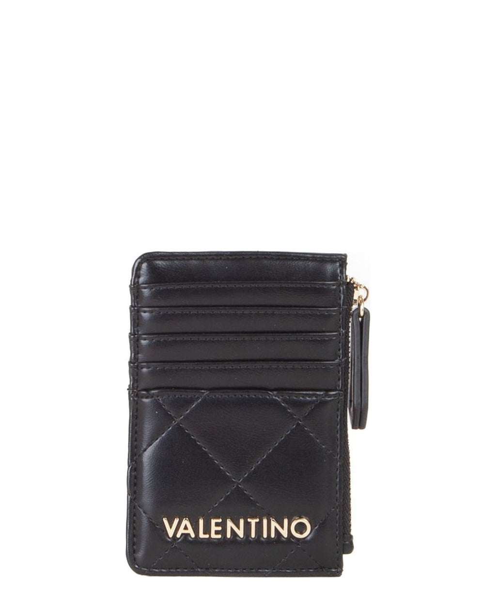 Women's Valentino Bags Black Quilted Credit Card Wallet