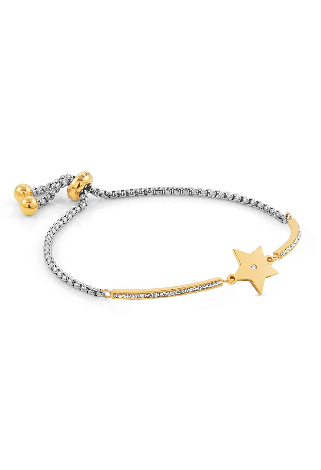 Nomination Milleluci bracelet with star charm. A stylish bolo bracelet in stainless steel and gold PVD.