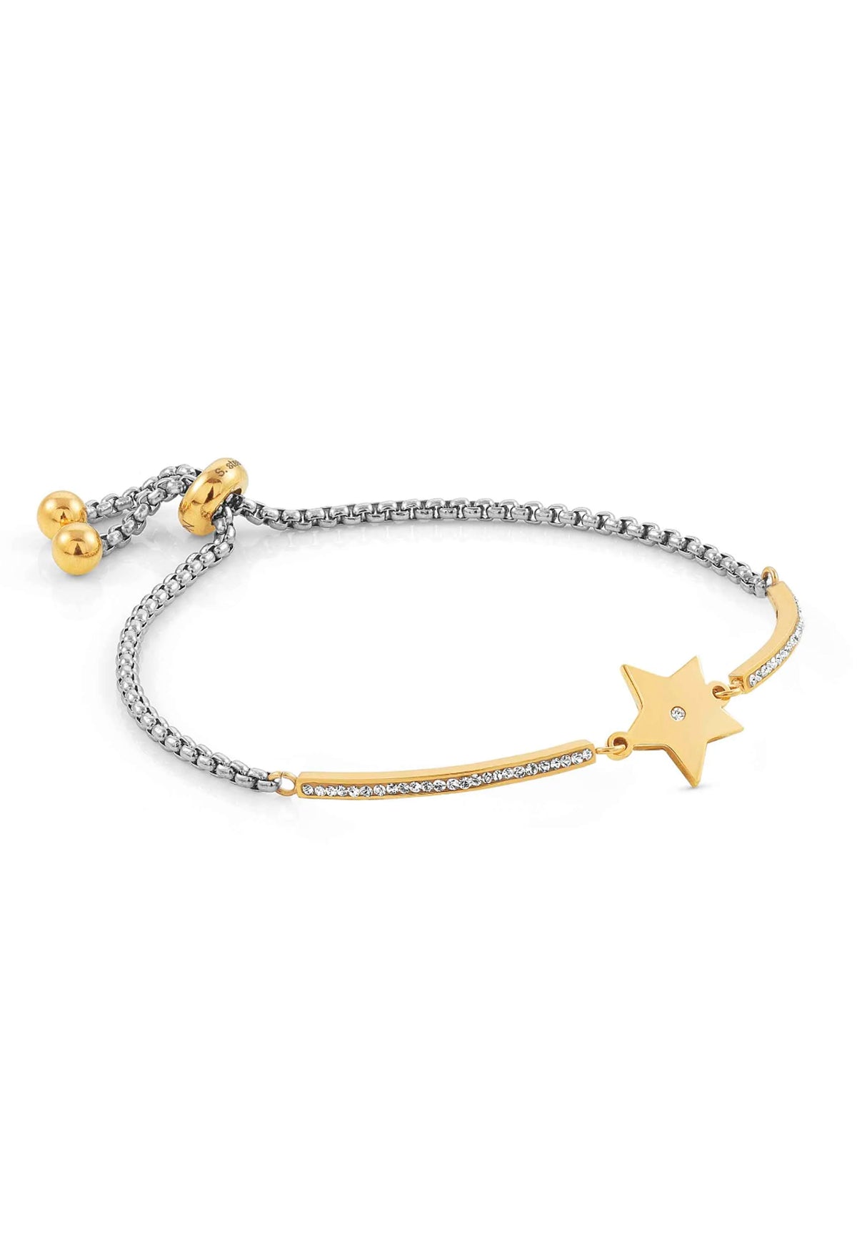 Nomination Milleluci bracelet with star charm. A stylish bolo bracelet in stainless steel and gold PVD.