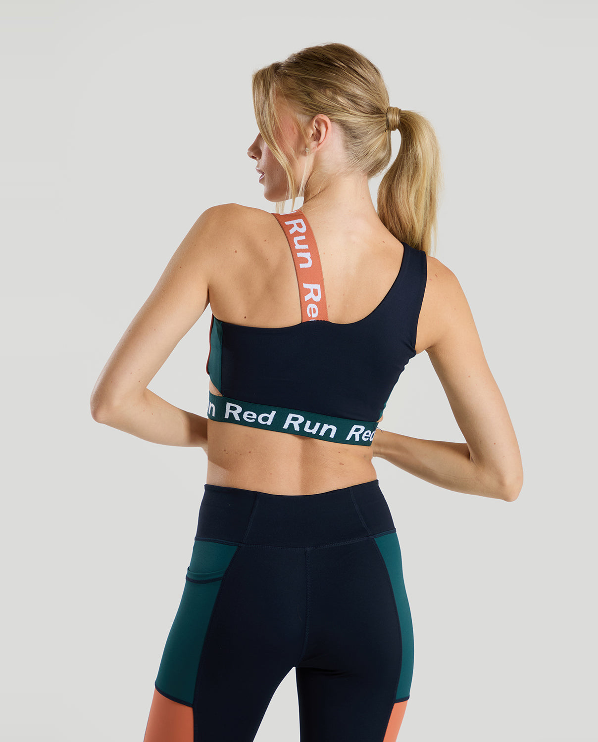 Womens Red Run ELEMENTS Navy Colour Block Bra — view 2