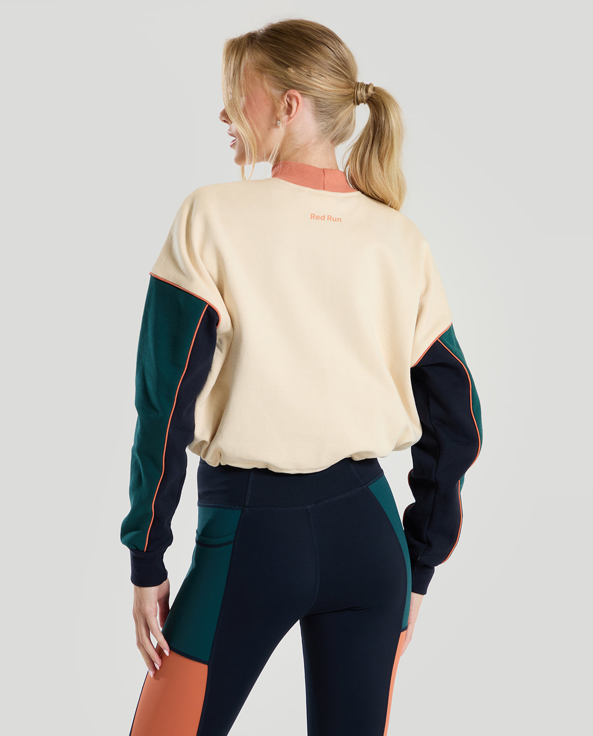 Womens Red Run ELEMENTS Cream Cropped Sweater — view 2