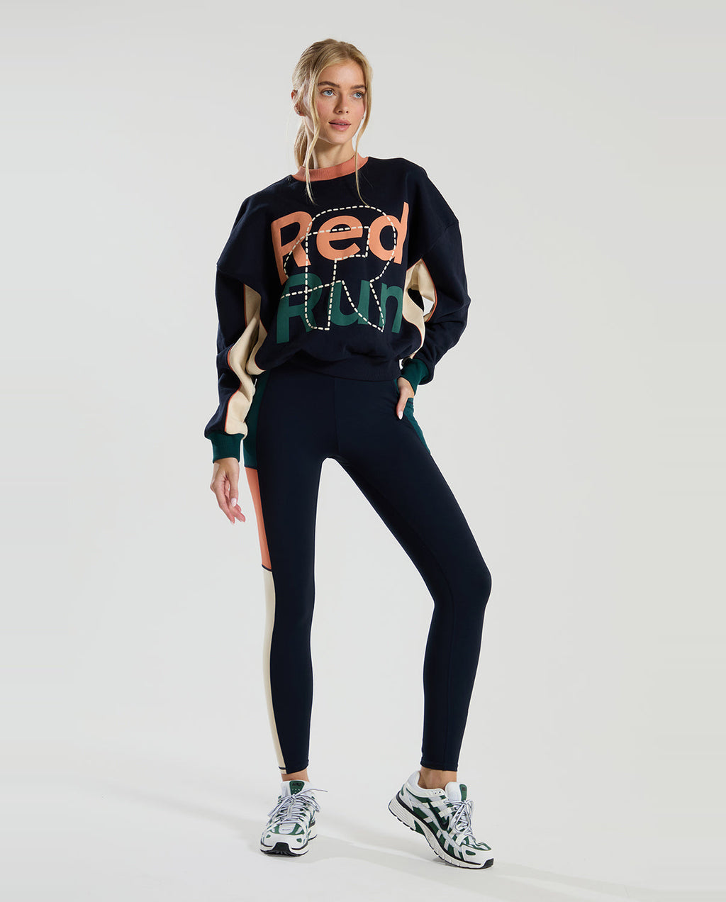 Womens Red Run ELEMENTS Navy Crew Neck Sweater — view 2