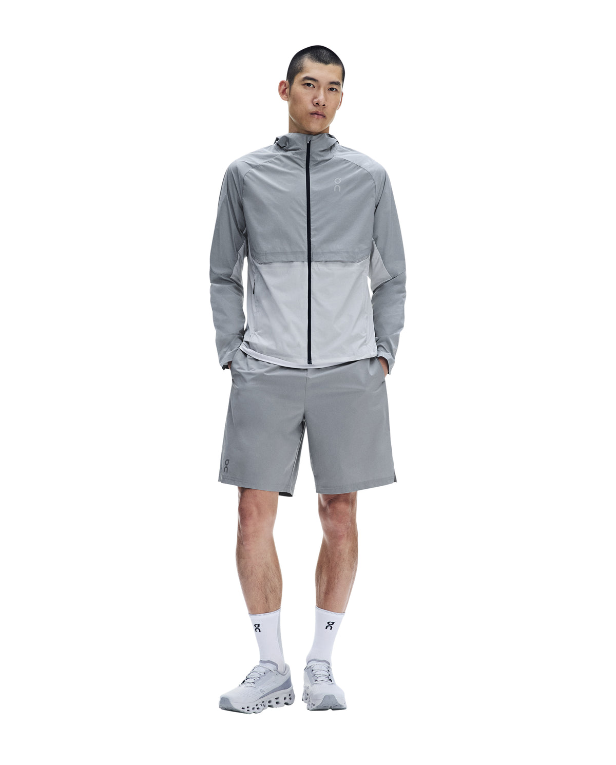 Men's On Running Core Jacket 1 Apollo | Glacier & 7" Core Shorts 1 Apollo Set