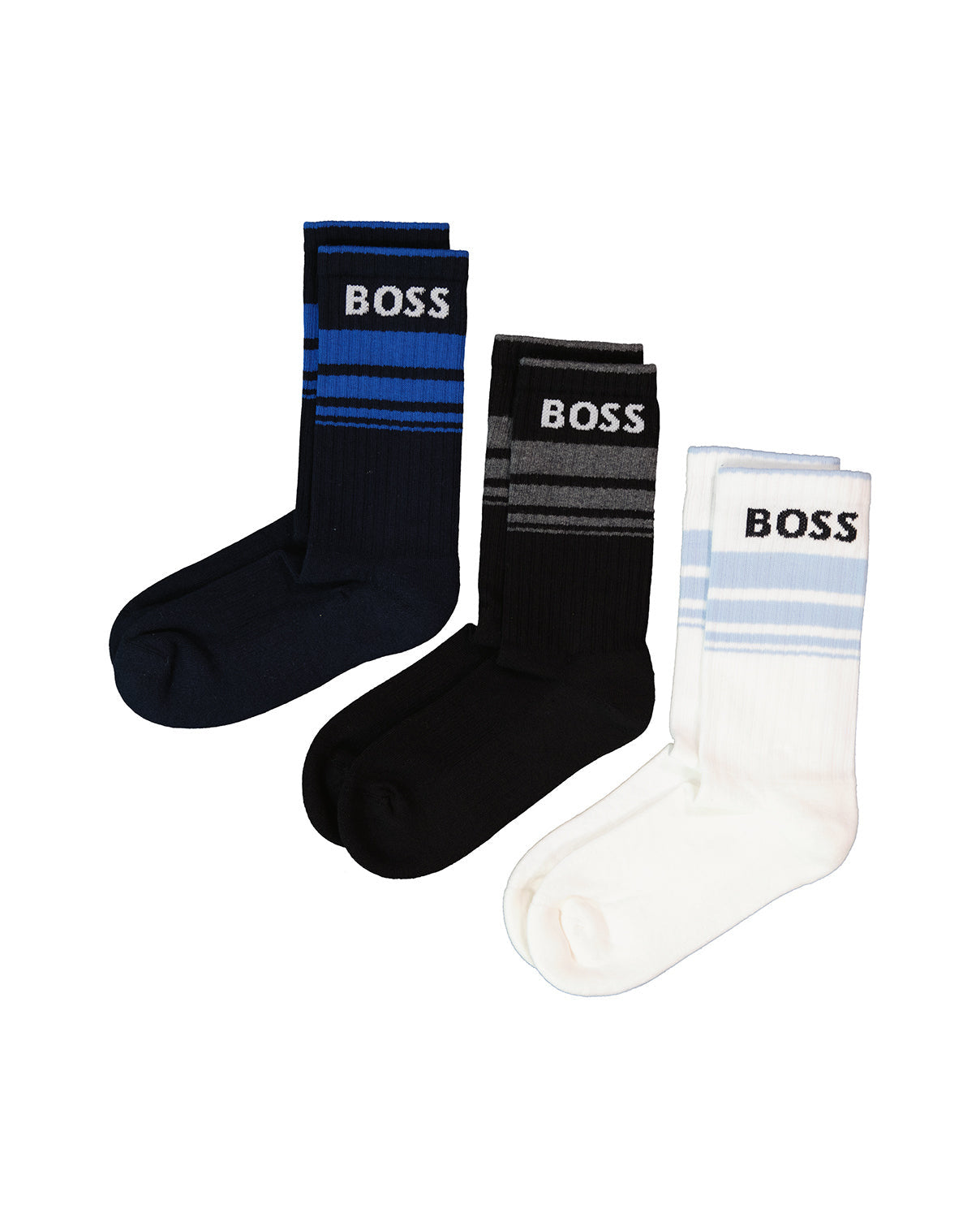Men's BOSS Black 3 Pack Rib Stripe Socks — view 2