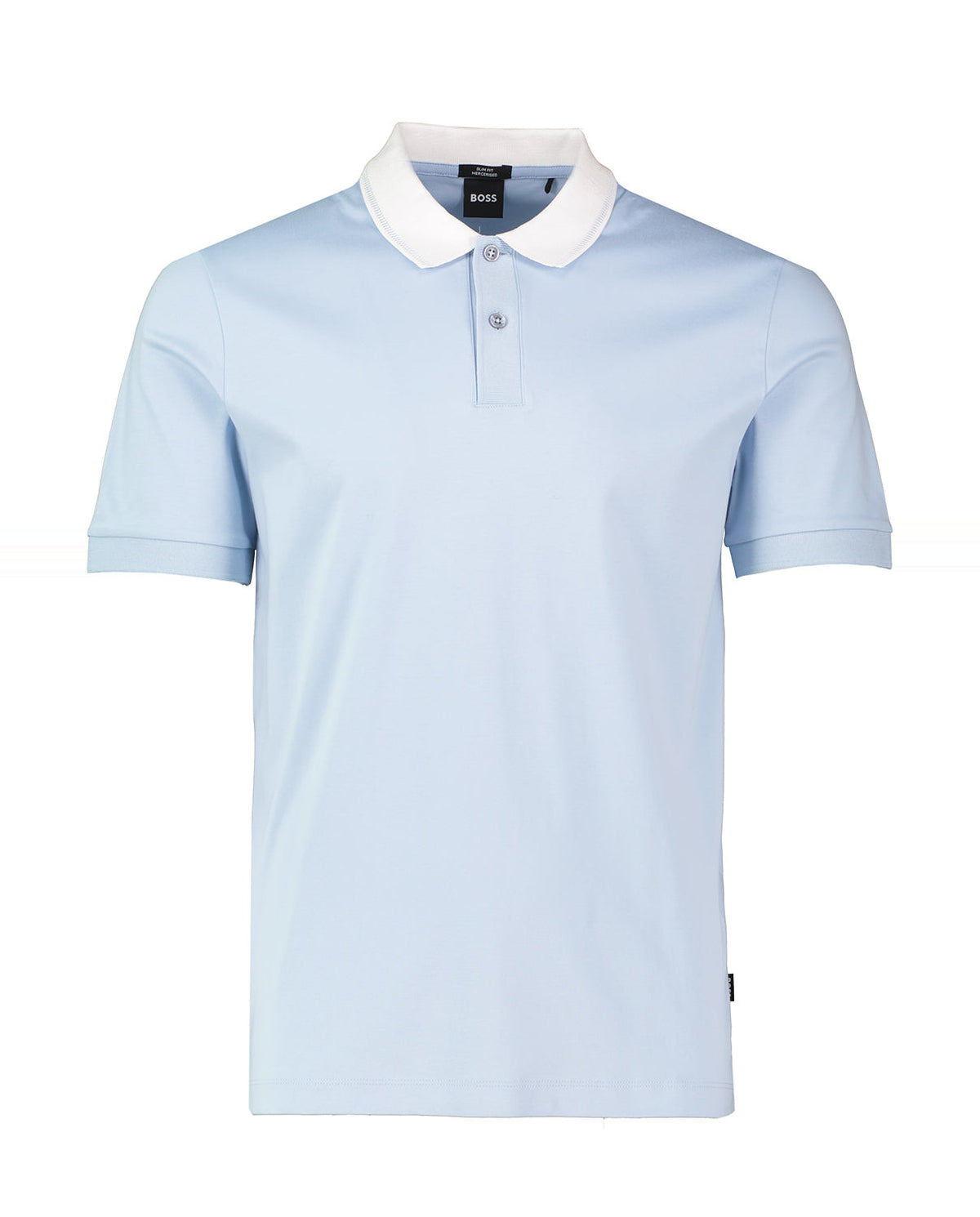 Mens BOSS Black H-Phillipson 199 Slim Fit Light Pastel Blue Polo Shirt - image 2