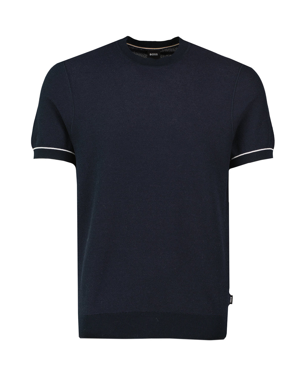 Mens BOSS Black H-Jianfranco Dark Blue Knitted T Shirt - image 2