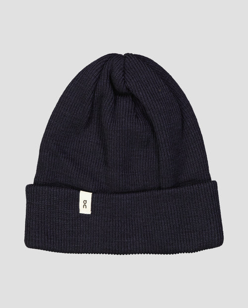 On Running beanie in navy merino wool